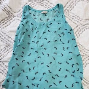 Loft Peacock Feathered Sleeveless Blouse
